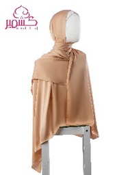 [ايشارب مستطيل عريض مطبوع - Print(1)(s8)] Beige plain satin scarf