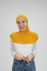 [مصنع جميلة تلبيسه بونية رقبه بدون دعامه مسطردة] Mustard Jamila Headscarf neck without doaama