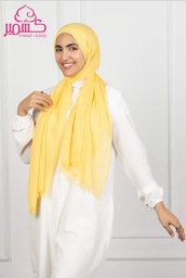 [ايشارب مستطيل عريض مطبوع - Print-27] Light yellow cotton scarf