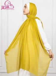 [ايشارب مستطيل عريض مطبوع - Print-28] Mustard cotton scarf