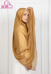 [ايشارب مستطيل عريض مطبوع - Print-29] Light brown cotton scarf