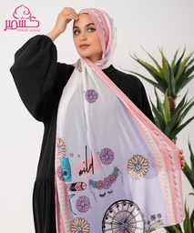 [ايشارب مستطيل عريض مطبوع - Print(11)(s9)] Lavender scarf with pink accents