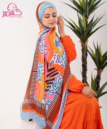 [ايشارب مستطيل عريض مطبوع - Print(11)(s27)] Multicolored printed scarf