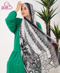 [ايشارب مستطيل عريض مطبوع - Print(11)(s28)] Scarf with black and white patterns