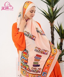 [ايشارب مستطيل عريض مطبوع - Print(11)(s35)] Disney scarf with beige and orange designs