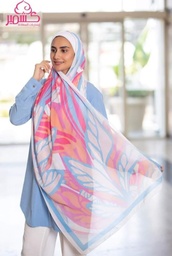 [ايشارب مستطيل عريض مطبوع - Print(12)(s7)] Scarf with a light blue leaf pattern