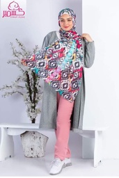 [ايشارب مستطيل عريض مطبوع - Print(12)(s22)] Scarf printed with multiple colors with white background