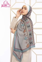 [ايشارب مستطيل عريض مطبوع - Print(12)(s33)] Scarf with colors gray and mint