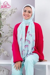 [ايشارب مستطيل عريض مطبوع - Print(12)(s39)] Rainbow themed scarf in mauve and pink with aqua background
