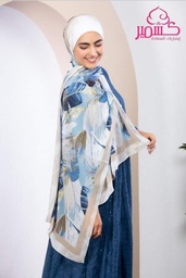 [ايشارب مستطيل عريض مطبوع - Print(12)(s41)] Scarf with cafe and light blue flowers