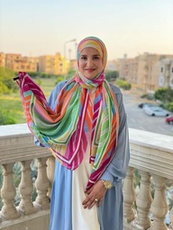 [ايشارب مستطيل عريض مطبوع - Print(12)(s43)] Striped scarf with multiple colors