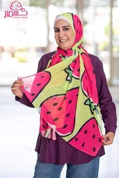 [ايشارب مستطيل عريض مطبوع - Print(12)(s57)] Strawberry scarf.