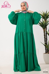 Green  Long Dress Button Front