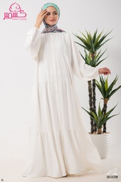 Off White Long Dress Button Front