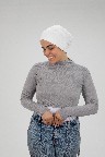 [ مصنع جميلة بادي نص بادي كم رمادى] Gray  Jamila Crop top long sleeve