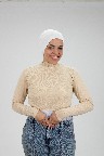 [ مصنع جميلة بادي نص بادي كم بيج] Beige Jamila Crop top long sleeve