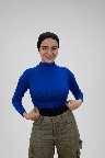 [ مصنع جميلة بادي نص بادي كم ازرق] Blue Jamila Crop top long sleeve